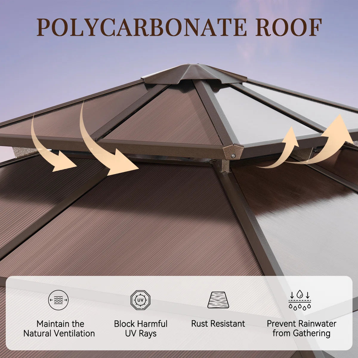 10 Ft. W X 10 Ft. D Hardtop Patio Gazebo With Double Roof