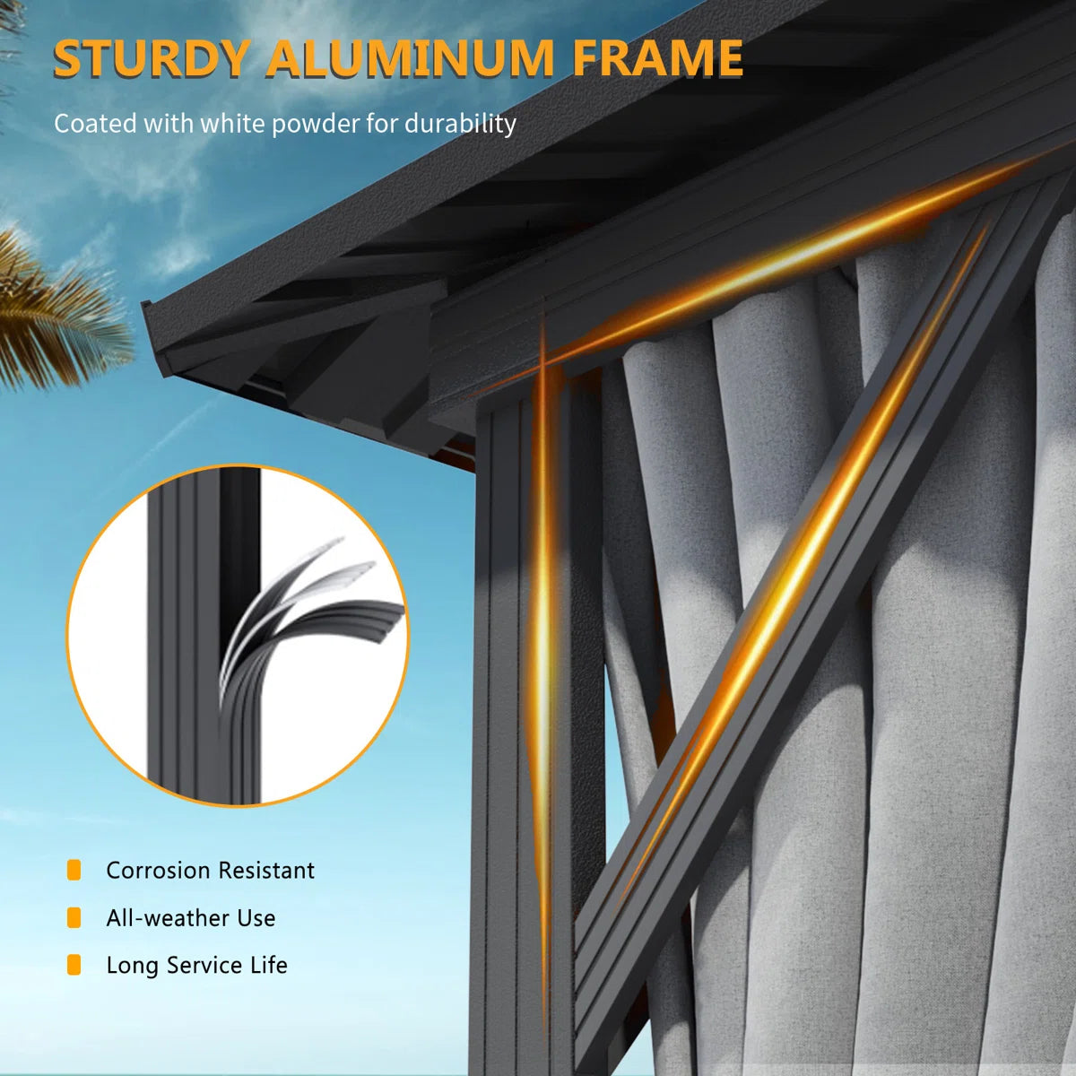 12 Ft. W X 10 Ft. D Hardtop Aluminum Permanent Patio Gazebo