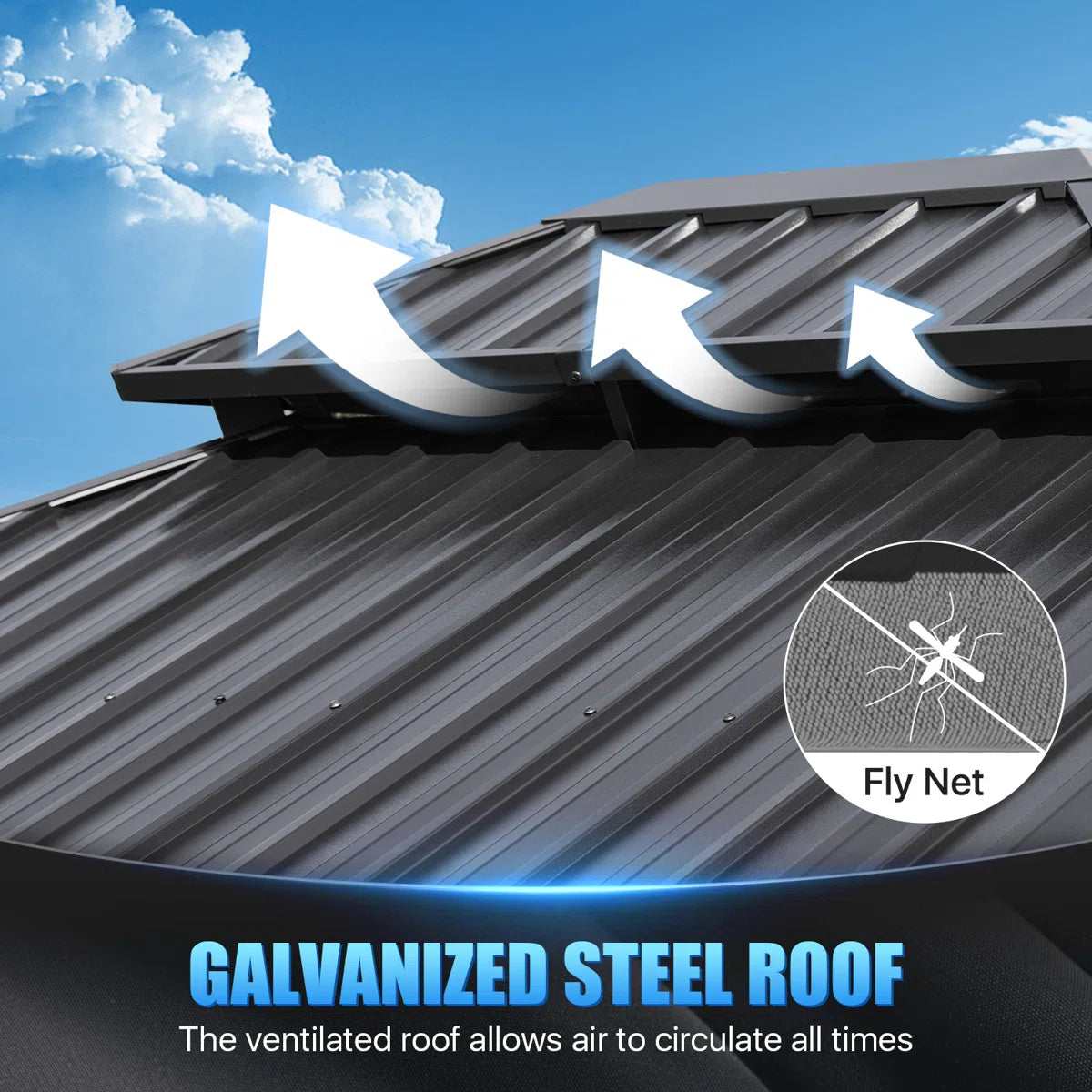 12 Ft. W X 10 Ft. D Metal With Water Guide Roof, 4.7inch Aluminum Post Patio Gazebo