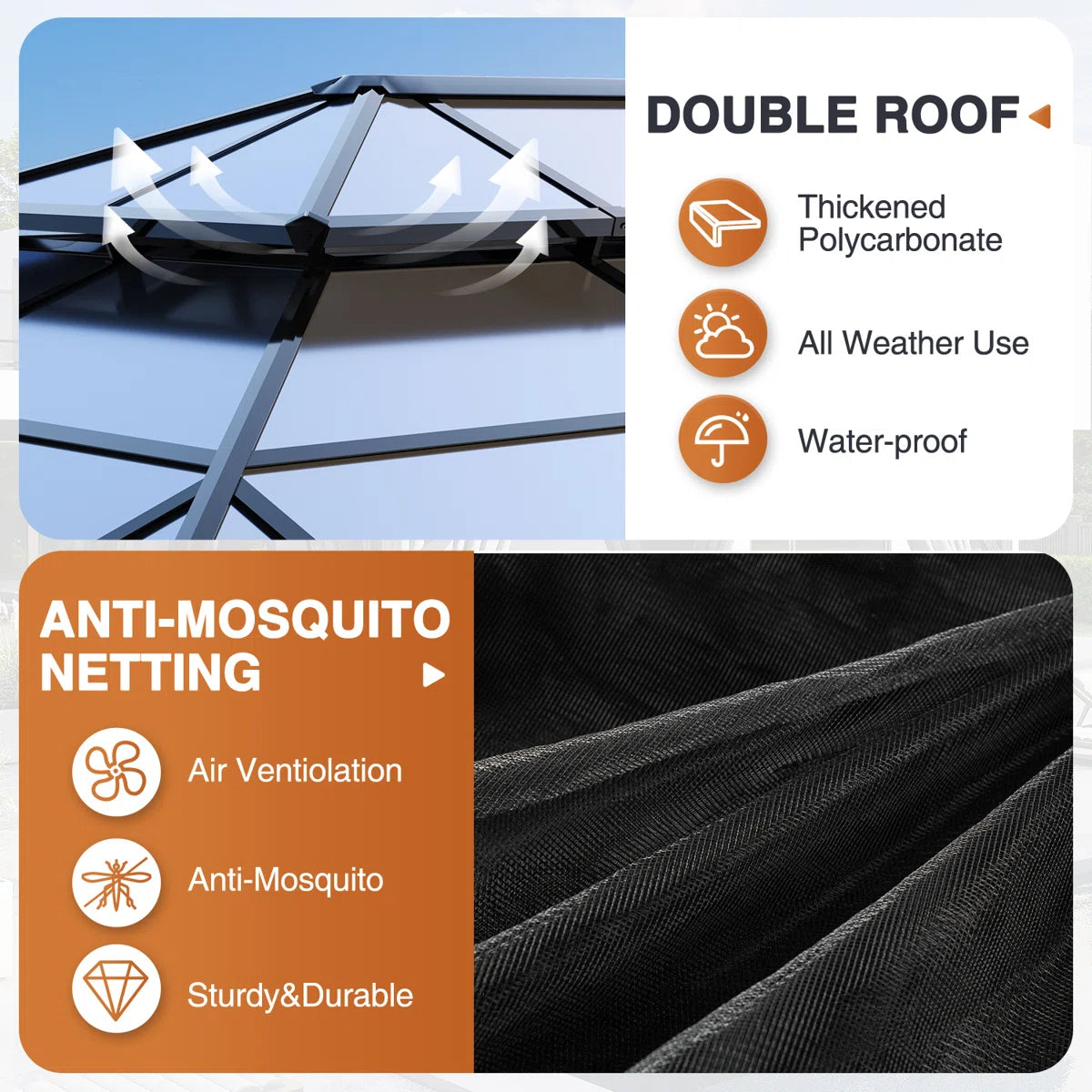 16 Ft. W X 12 Ft. D Metal Patio Gazebo