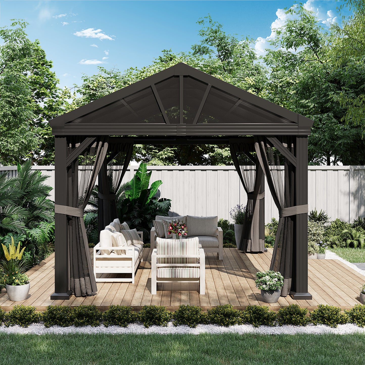 Metal Gazebo 12 Feet Wide X 10 Feet Deep Patio Pergola By JolyDale