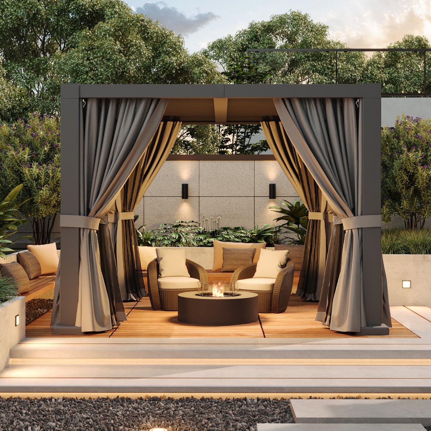 10 Ft. W x 10 Ft. D Outdoor Louvered Aluminum Pergola