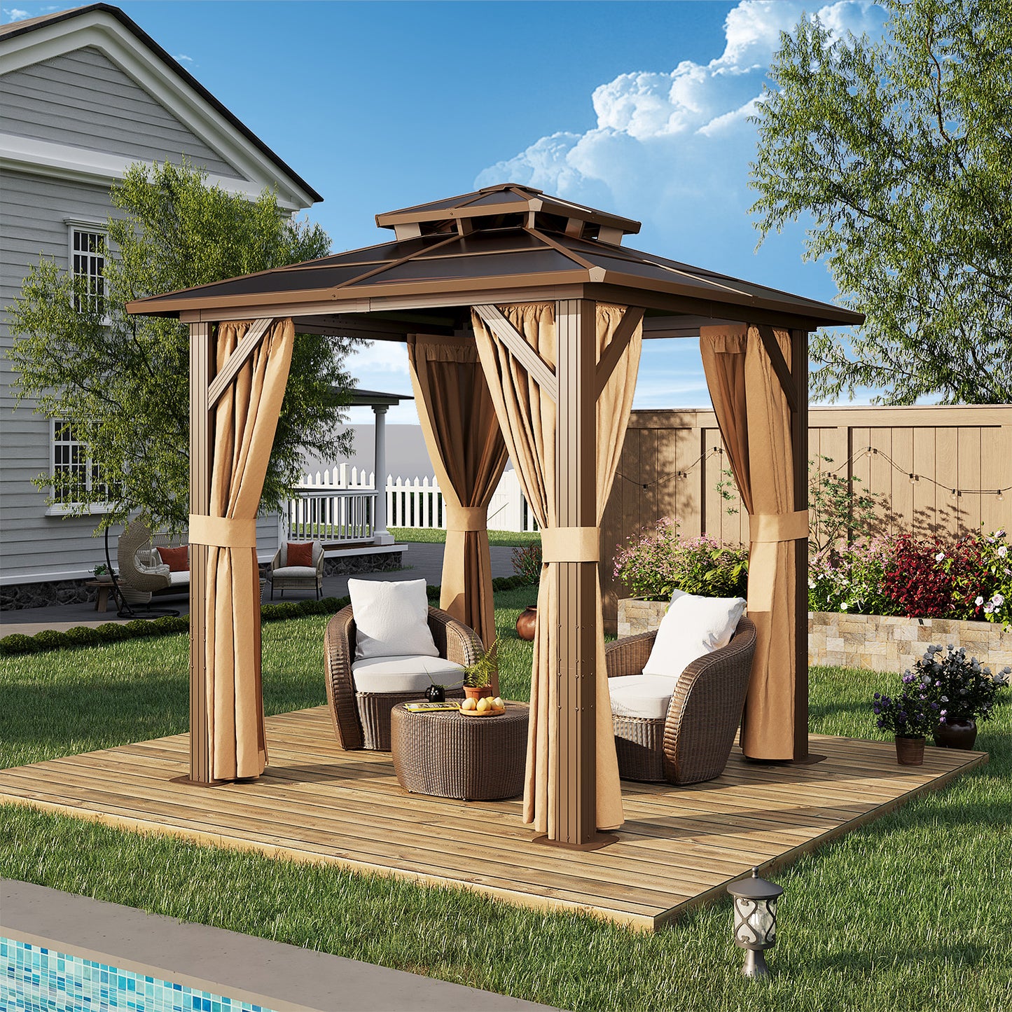 8 Ft. W X 8 Ft. D Aluminum Patio Hardtop Gazebo