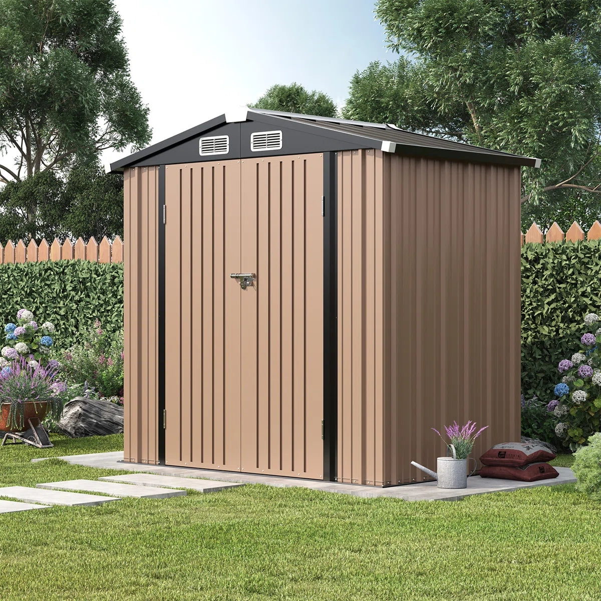 6.4 Ft. W X 4.0 Ft. D Metal Storage Shed With Metal Base Frame Kit