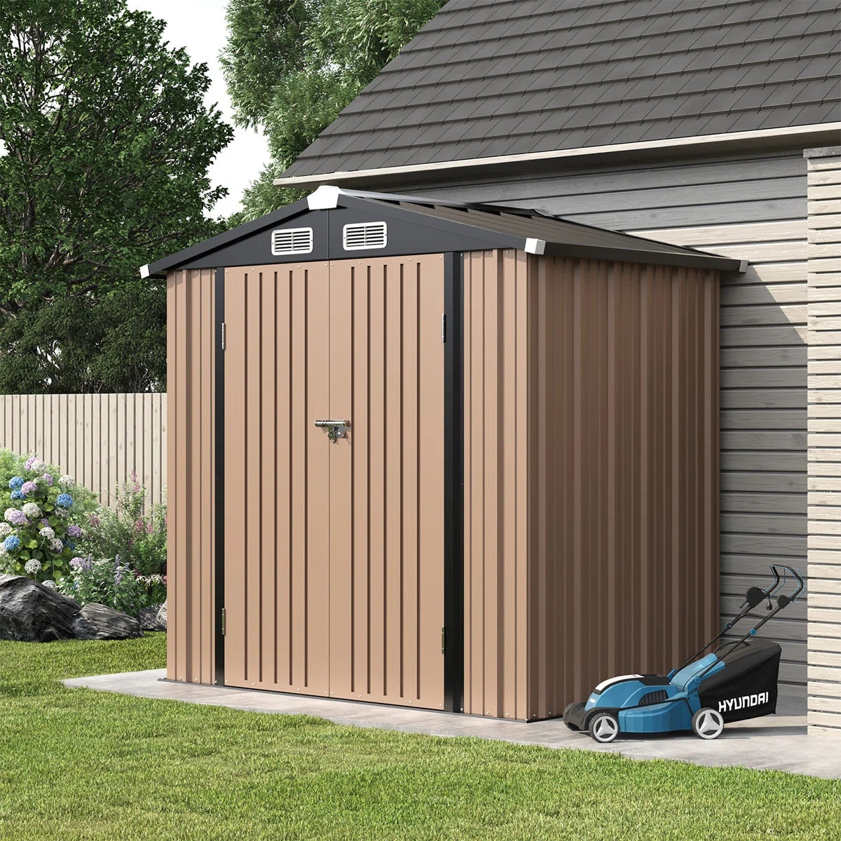 6.4 Ft. W X 4.0 Ft. D Metal Storage Shed With Metal Base Frame Kit
