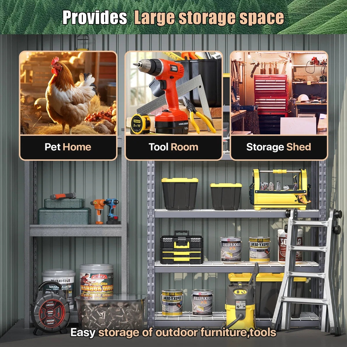 6.4 Ft. W X 4.0 Ft. D Metal Storage Shed With Metal Base Frame Kit