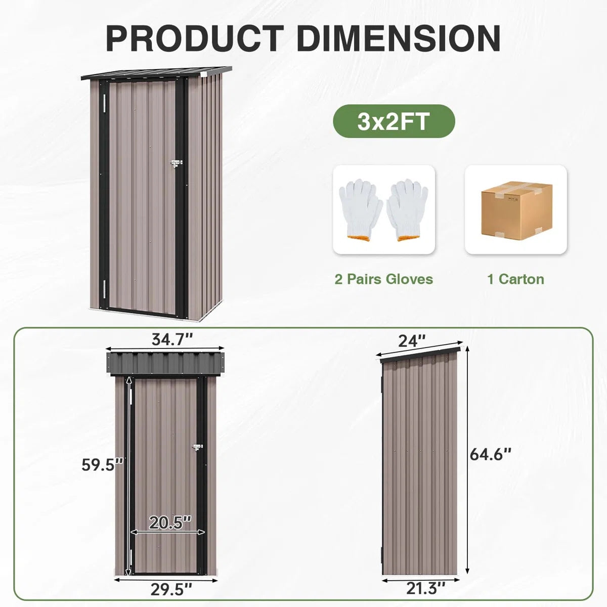 3' x 2' Outdoor Metal Lean To Shed