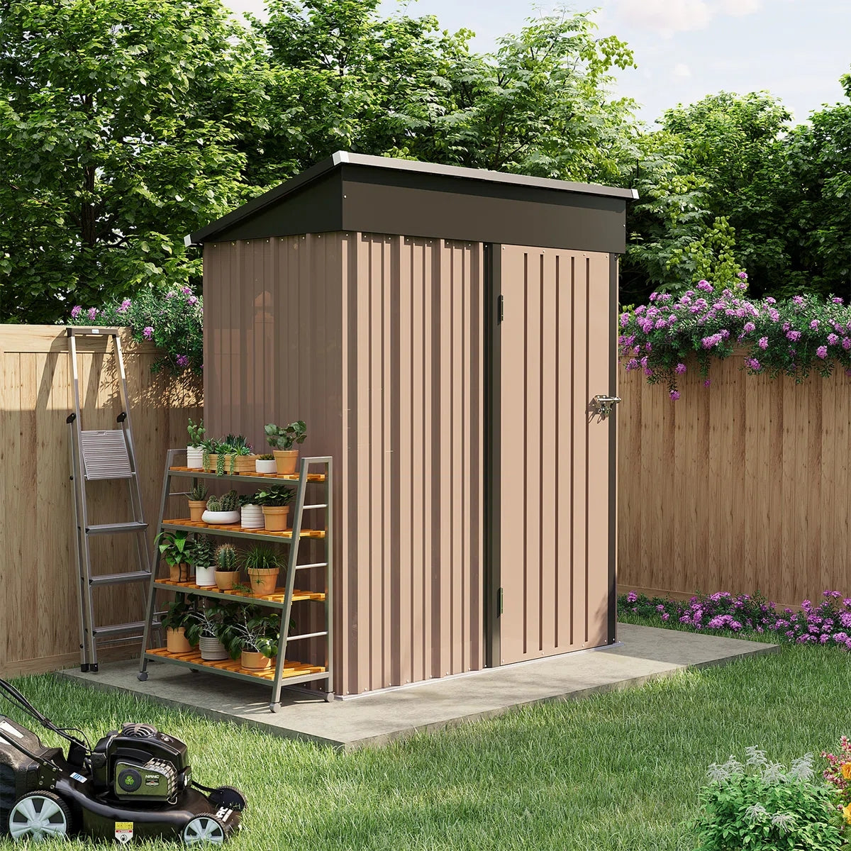 4.5 Ft. W X 2.5 Ft. D Metal Lean-to Storage Shed With Metal Base Frame Kit