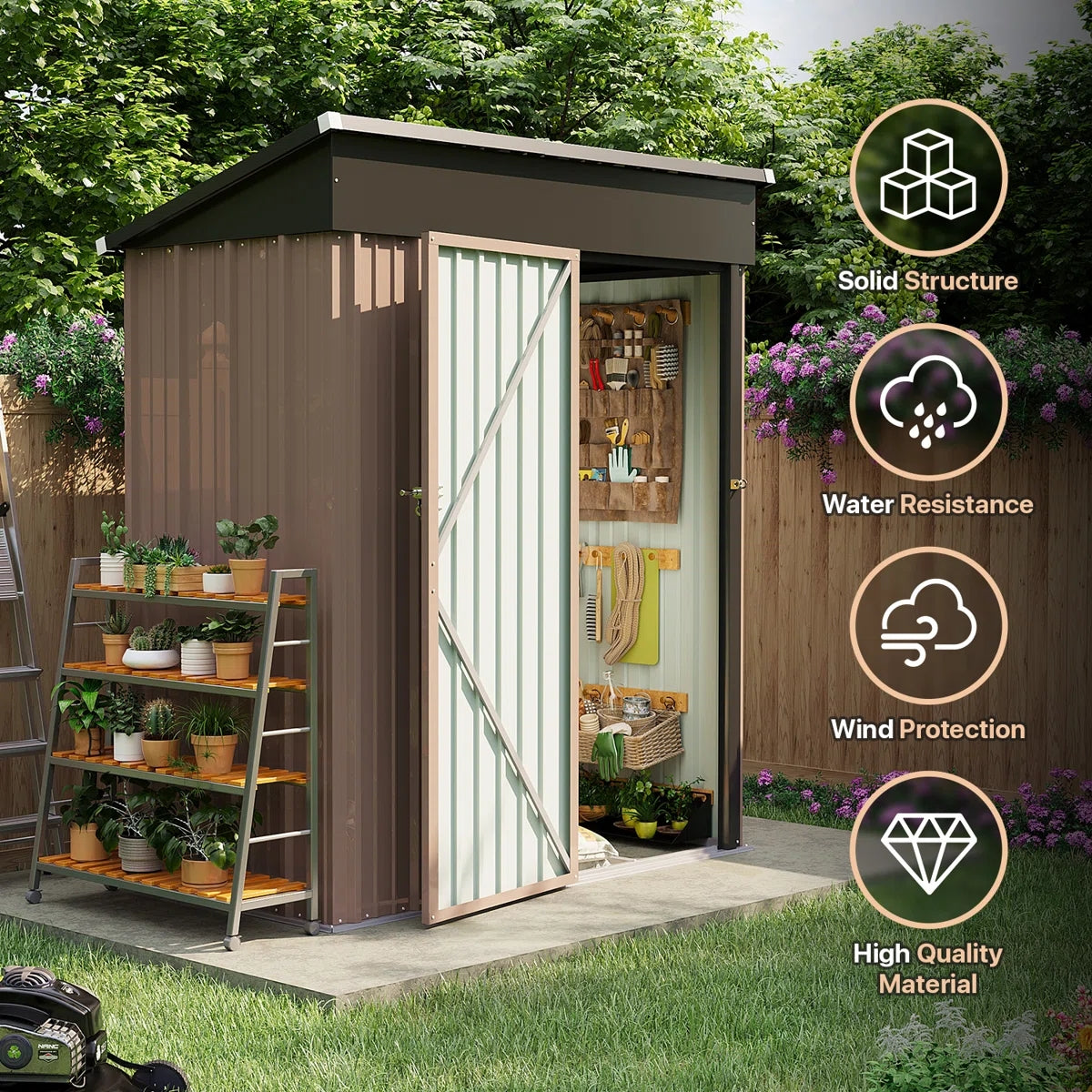 4.5 Ft. W X 2.5 Ft. D Metal Lean-to Storage Shed With Metal Base Frame Kit