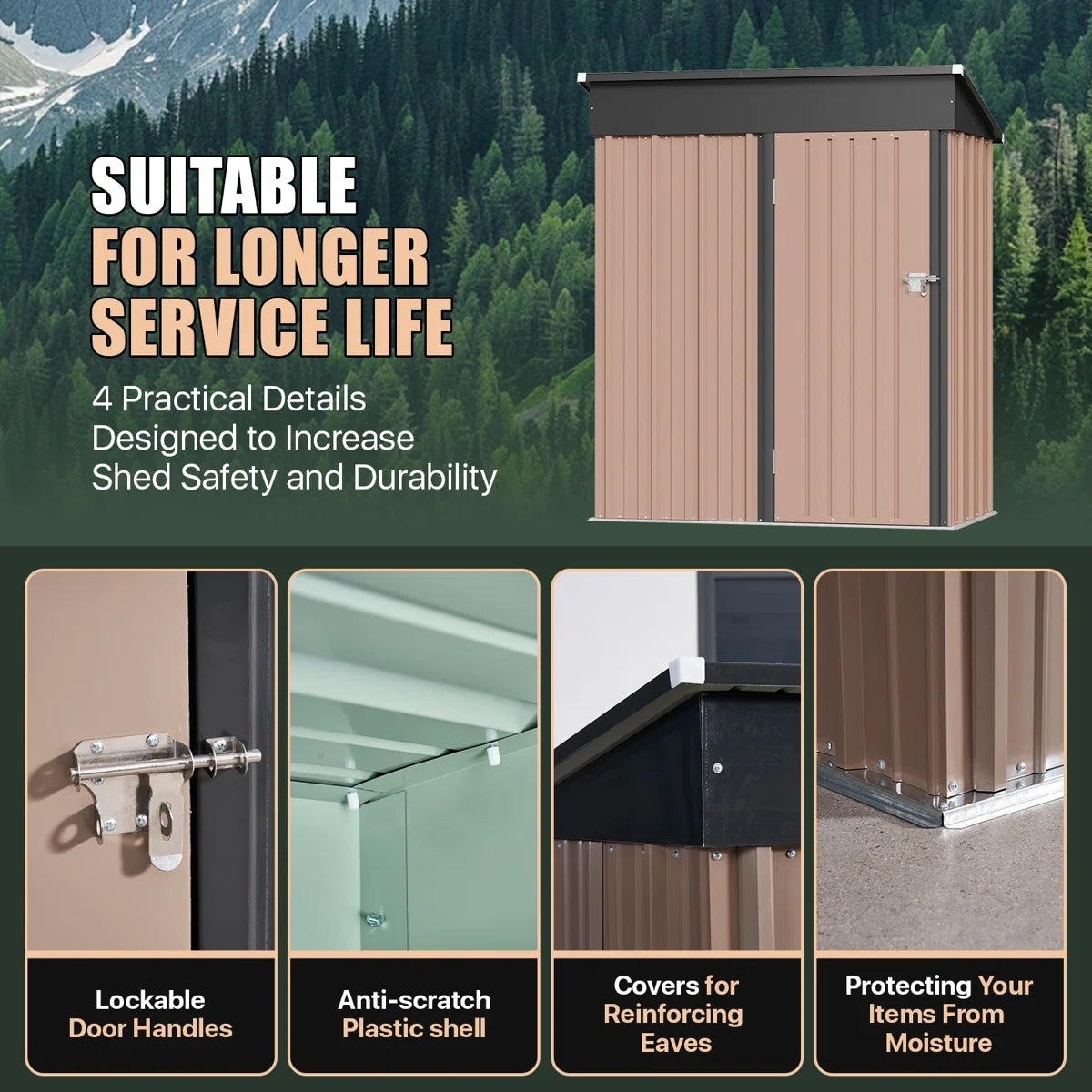4.5 Ft. W X 2.5 Ft. D Metal Lean-to Storage Shed With Metal Base Frame Kit