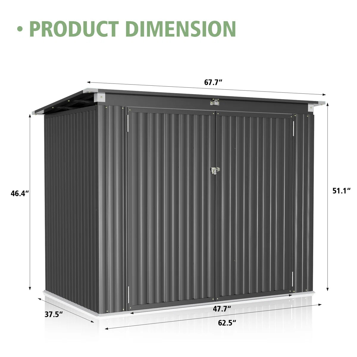 5.7 Ft. W X 3 Ft. D Galvanized Steel Horizontal Garage Shed