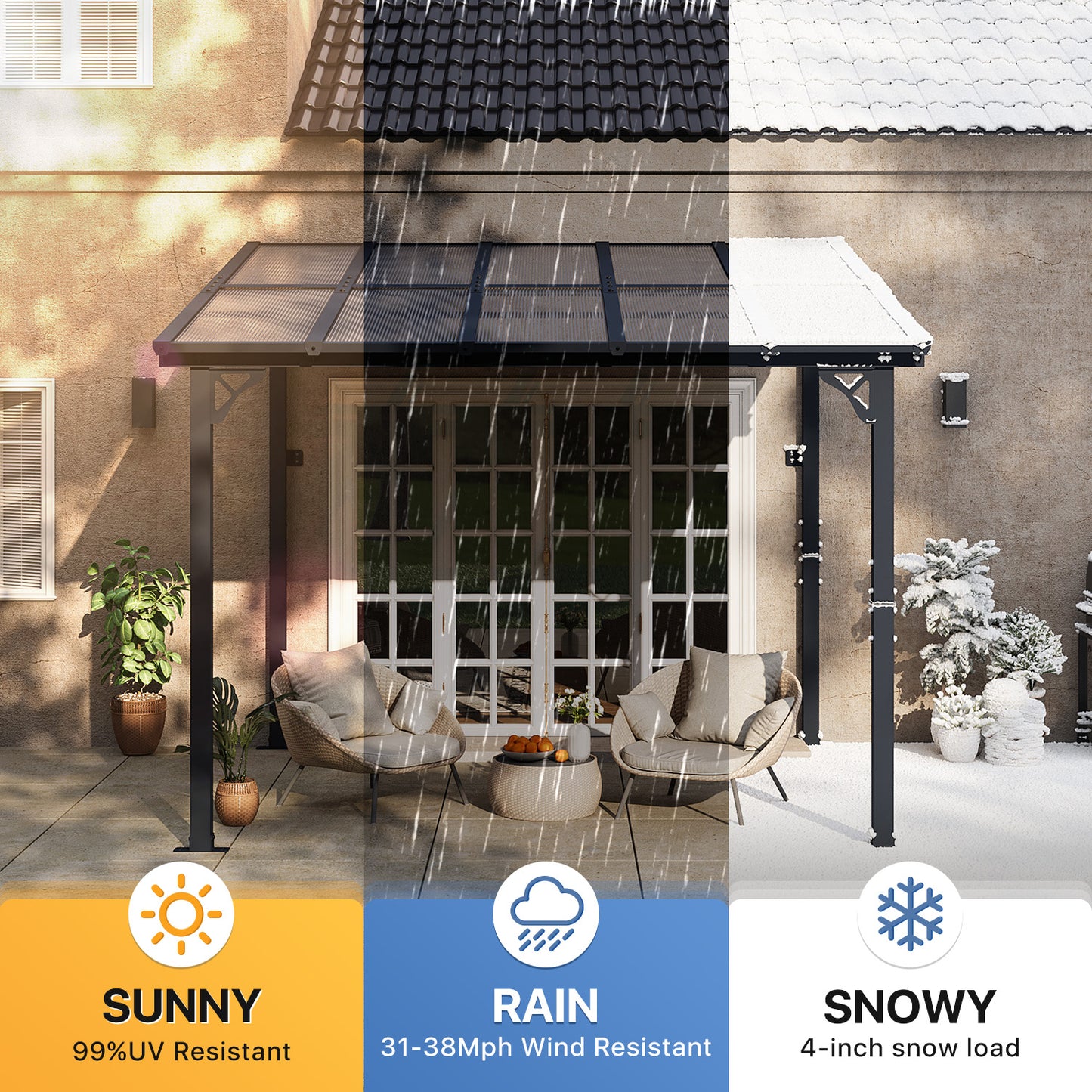 10 Ft. W x 8 Ft. D Aluminum Pergola with Canopy