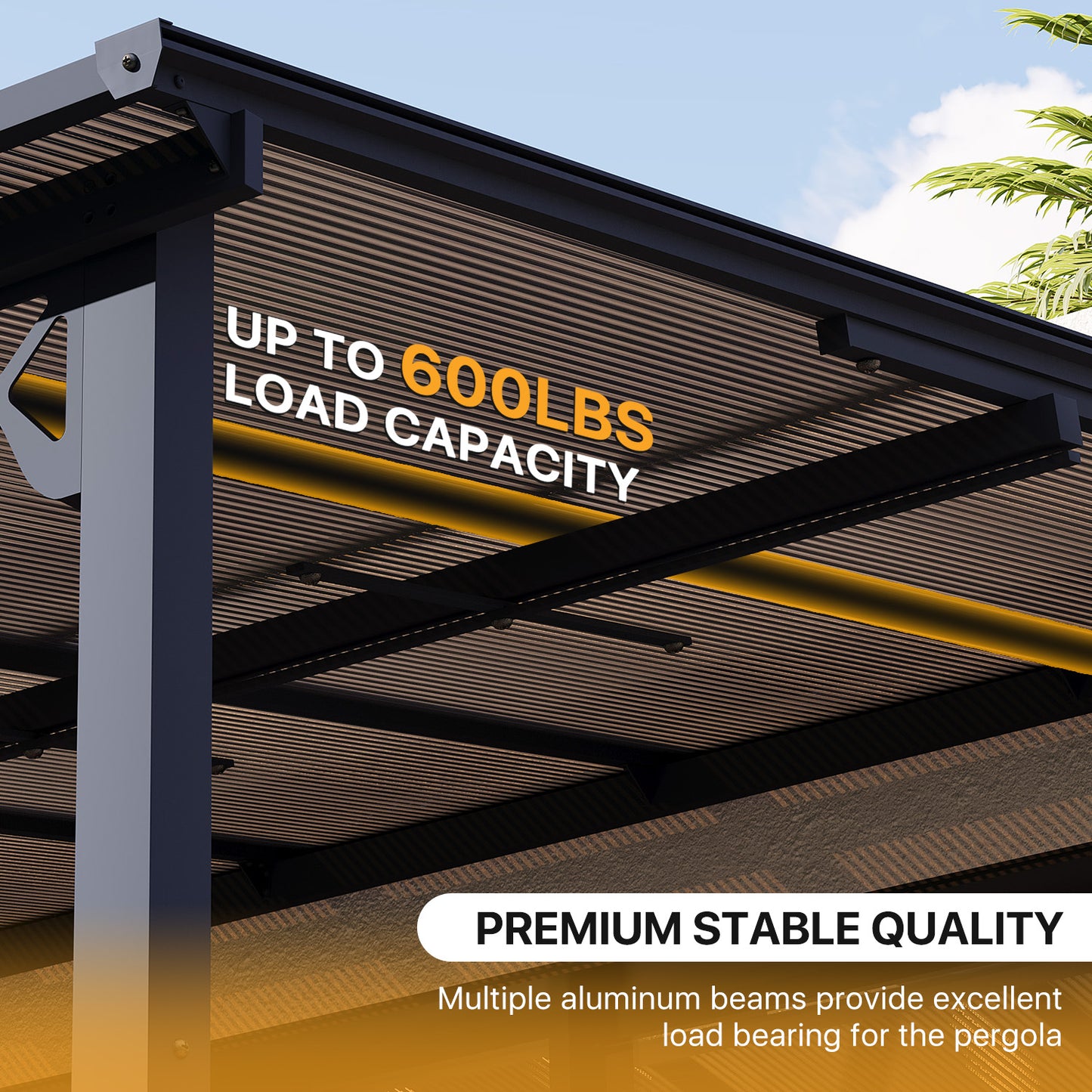 20 Ft. W X 12 Ft. D metal Pergola With Canopy