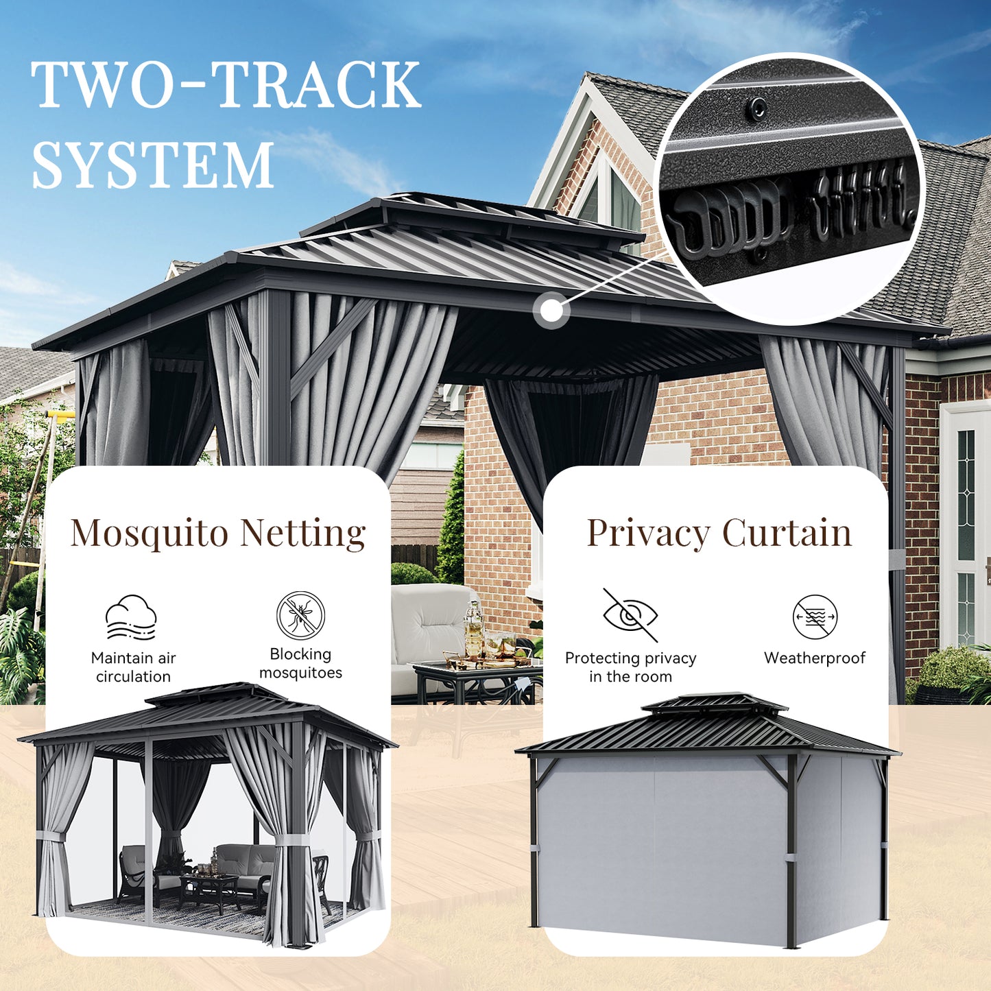 12 Ft. W x 10 Ft. D Aluminum Patio Gazebo