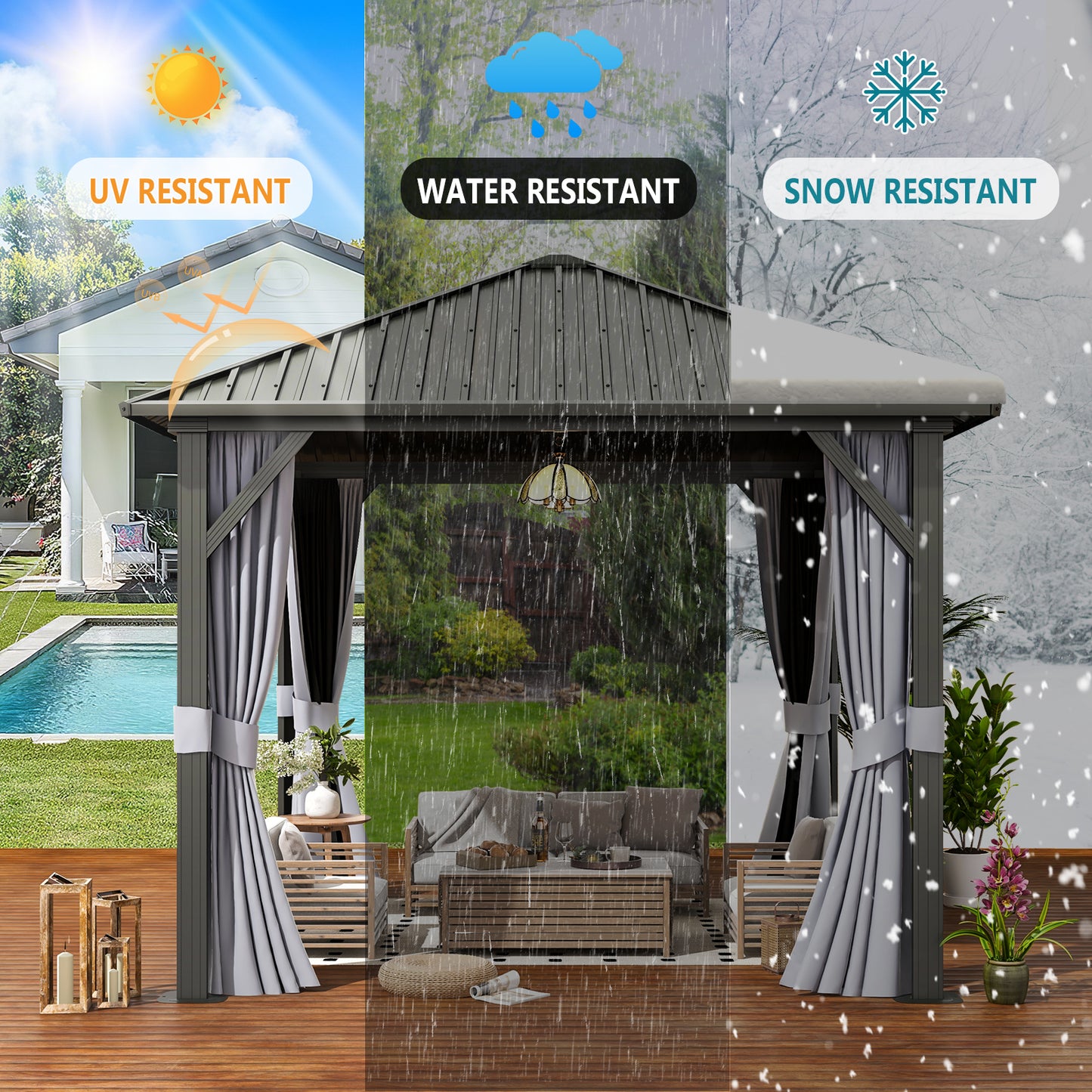 10 Ft. W x 10 Ft. D Aluminum Patio Gazebo
