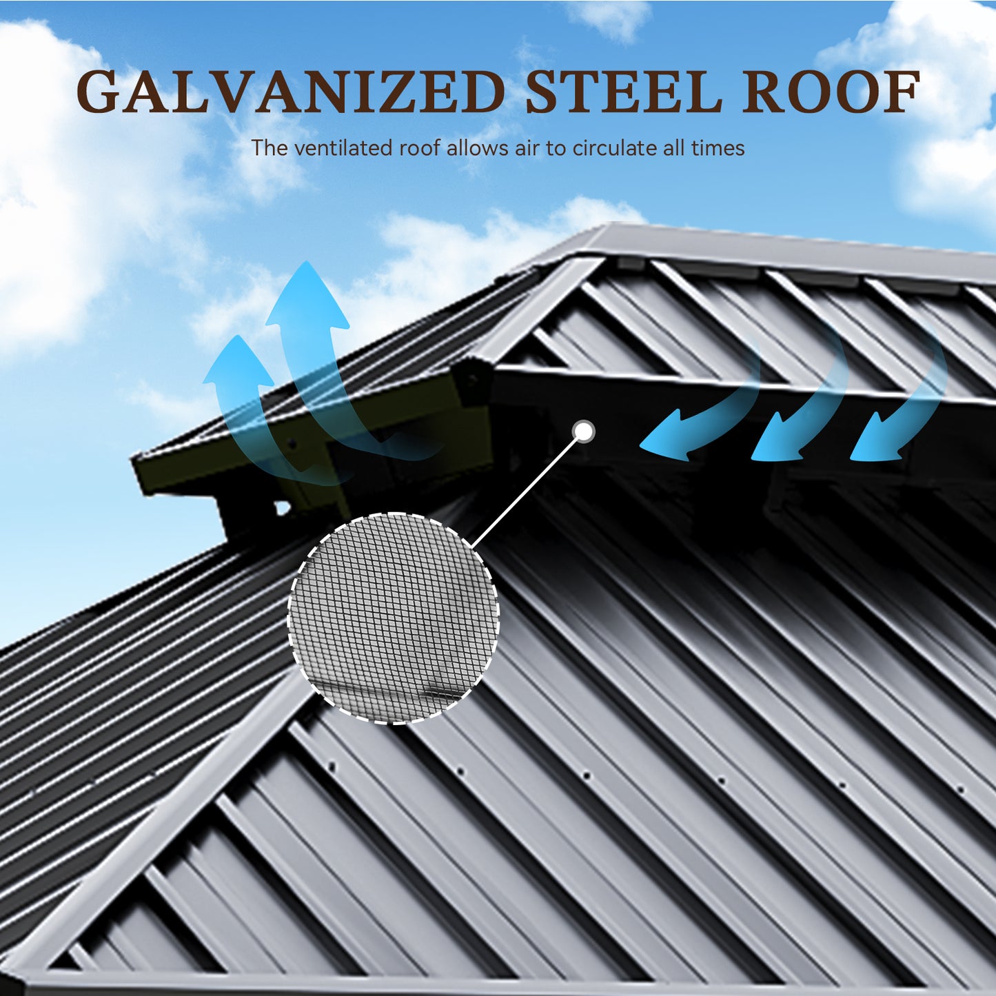 16 Ft. W X 12 Ft. D Metal Patio Gazebo