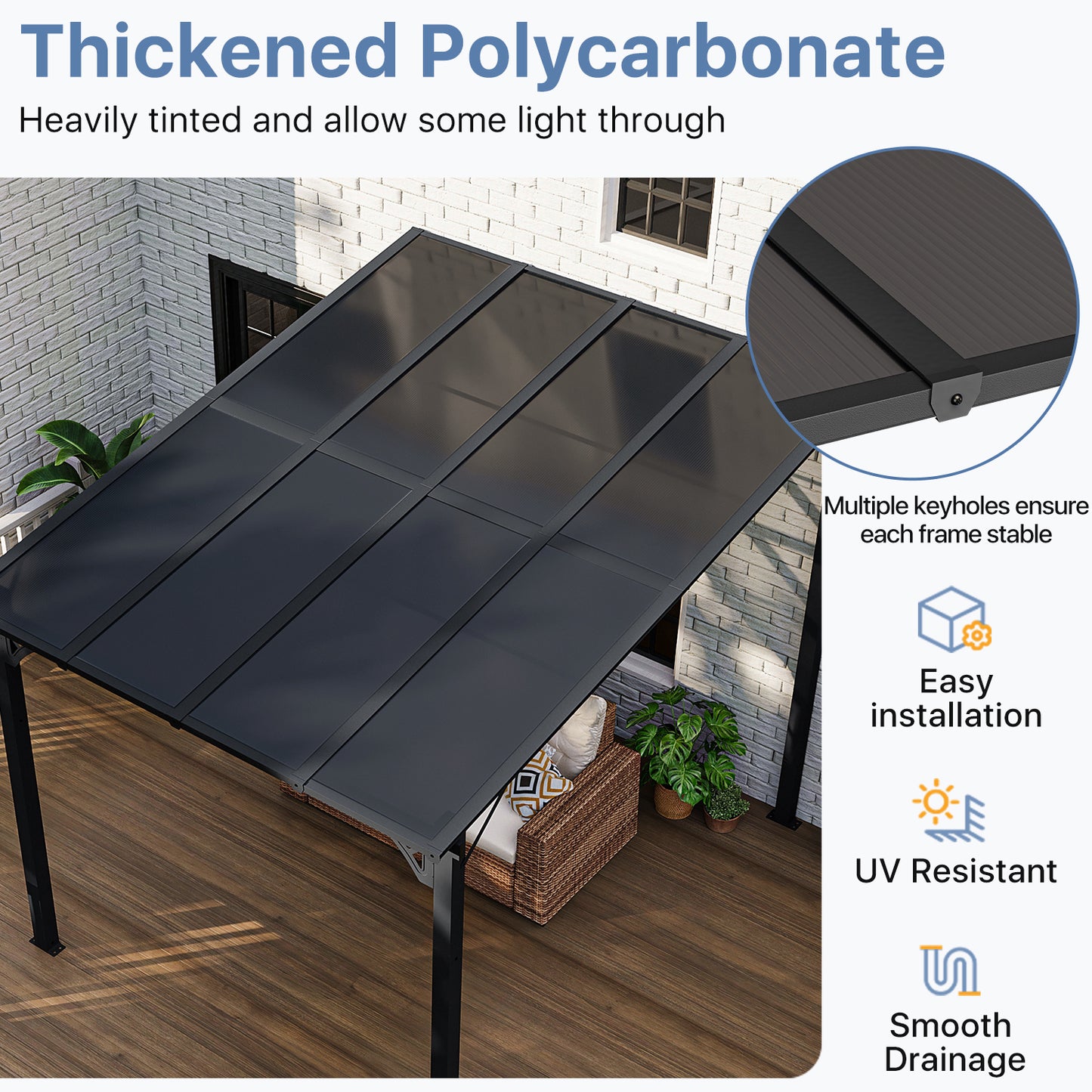 8 Ft. W x 10 Ft. D Metal Pergola With Canopy