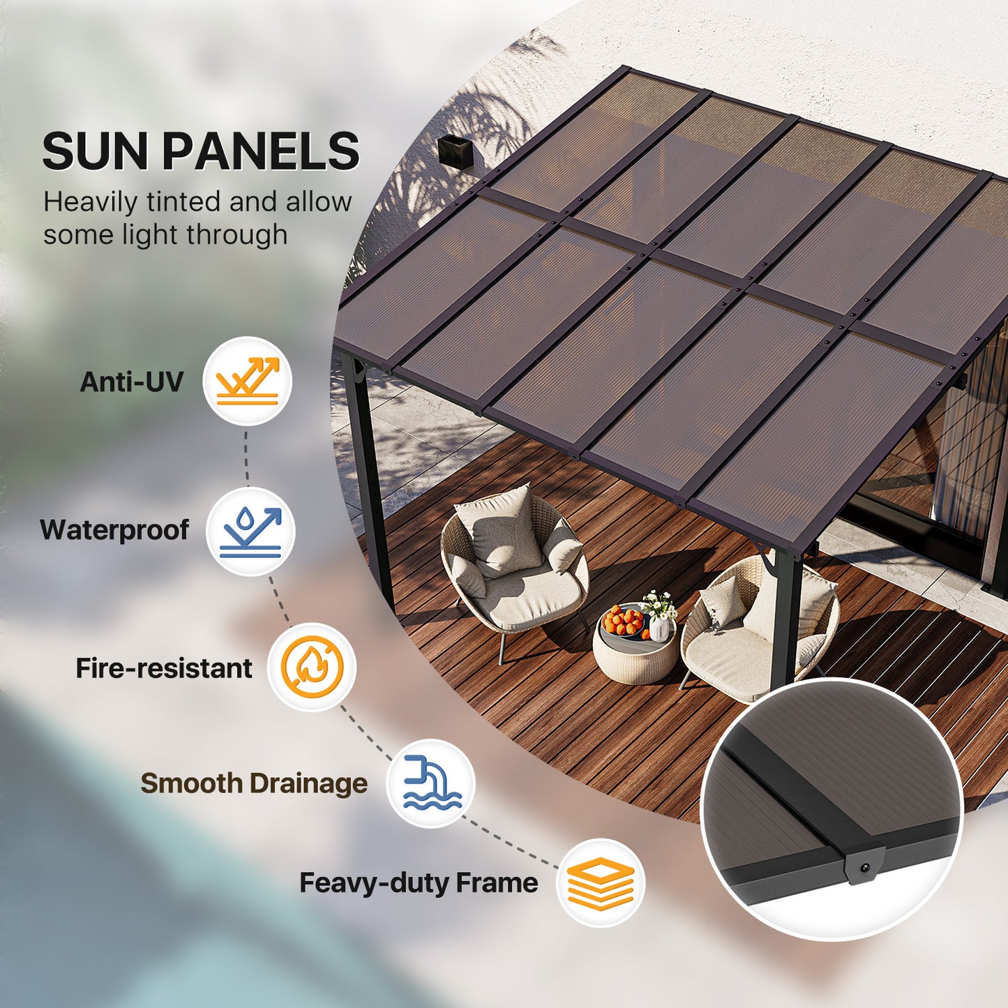 10 Ft. W x 8 Ft. D Aluminum Pergola with Canopy