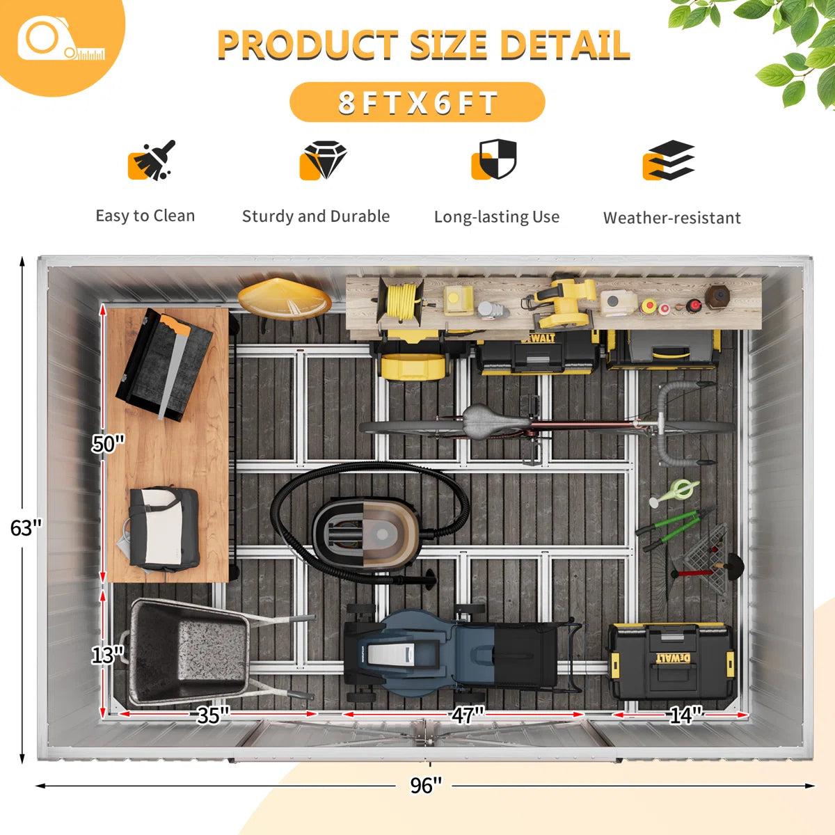 8 ft. W x 5 ft. D Metal Storage Shed with Metal Base Frame Kit