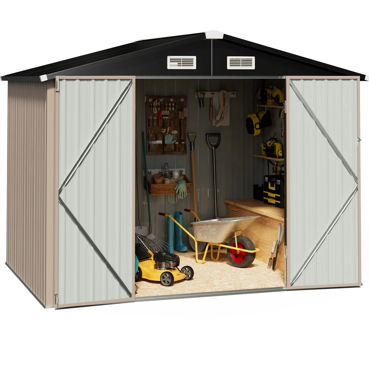 8 ft. W x 6 ft. D Galvanized Steel Storage Shed