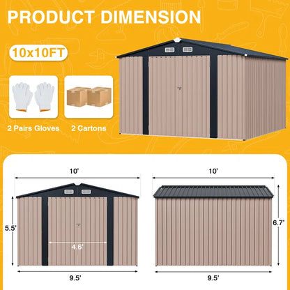 10.0 Ft. W X 10.0 Ft. D Metal Storage Shed