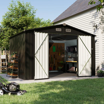 10.0 Ft. W X 8.0 Ft. D Steel Storage Shed With Door Lock And Floor