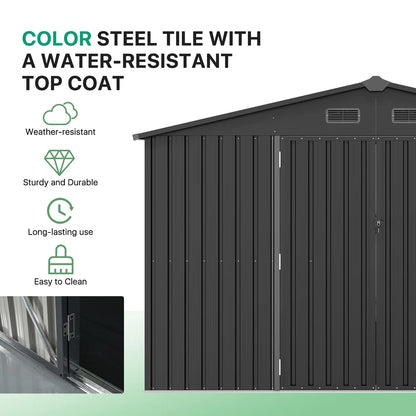 10.0 Ft. W X 8.0 Ft. D Steel Storage Shed With Door Lock And Floor