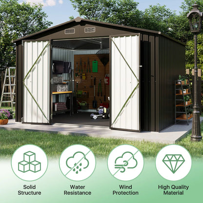 10.0 Ft. W X 8.0 Ft. D Steel Storage Shed With Door Lock And Floor