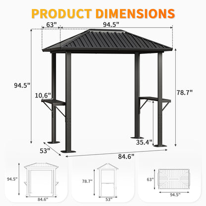 8 Ft. W X 5 Ft. D Metal Patio Gazebo For Bbq