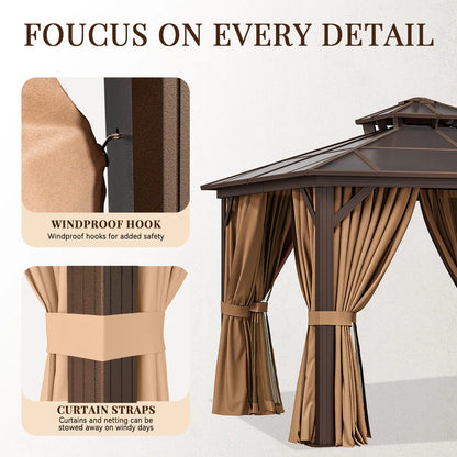 10 Ft. W X 10 Ft. D Hardtop Patio Gazebo With Double Roof
