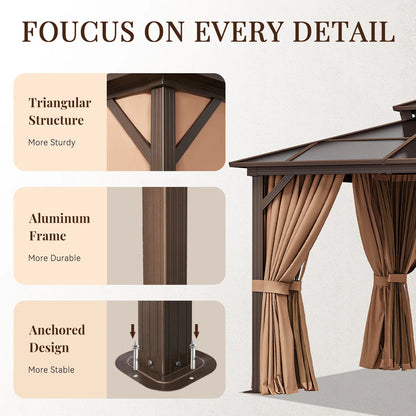10 Ft. W X 10 Ft. D Hardtop Patio Gazebo With Double Roof