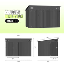 10 Ft. W X 8 Ft. D Metal Lean-to Storage Shed With Three Doors