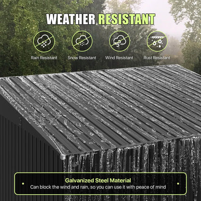 10 Ft. W X 8 Ft. D Metal Lean-to Storage Shed With Three Doors