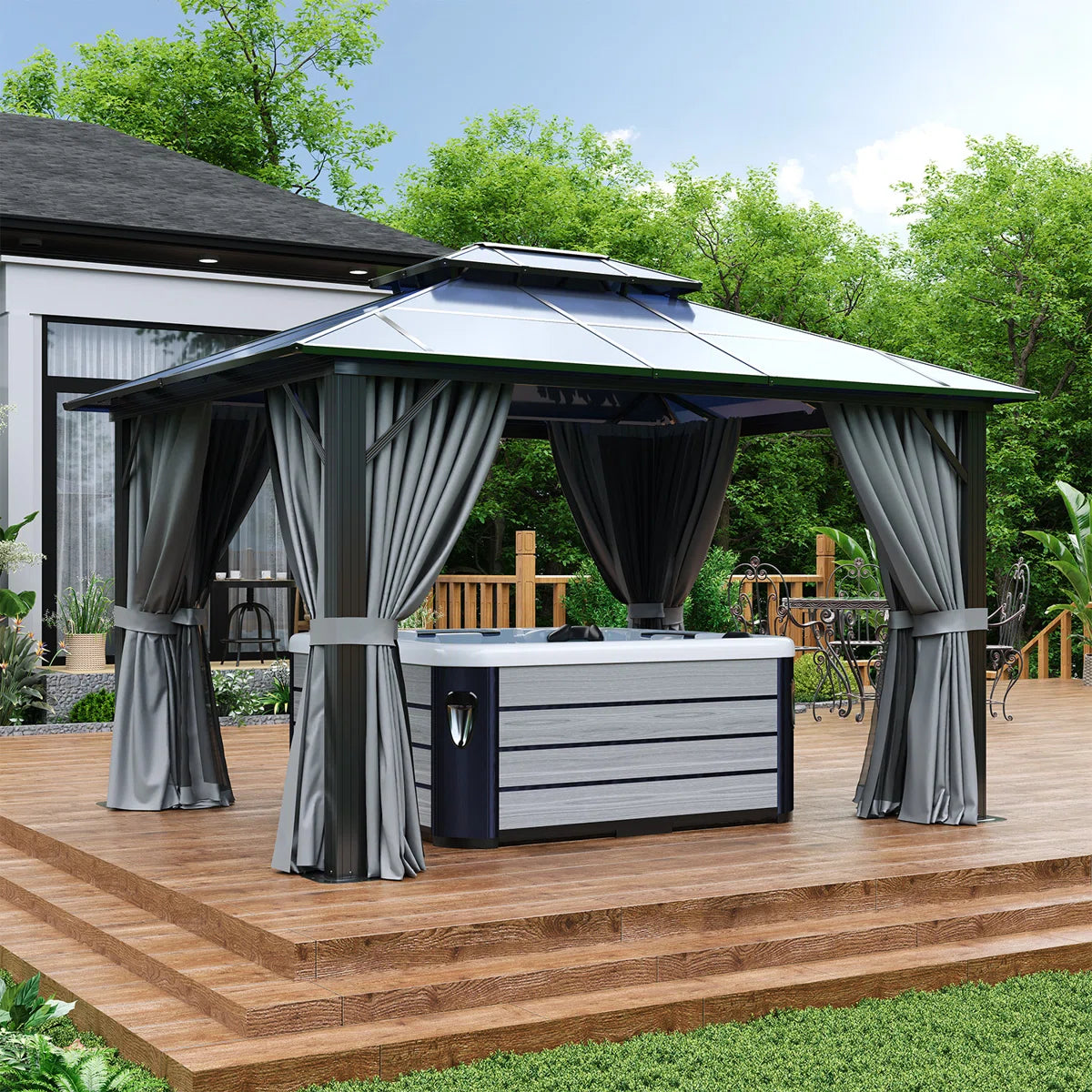 12 Ft. W X 10 Ft. D Aluminum Patio Hardtop Gazebo