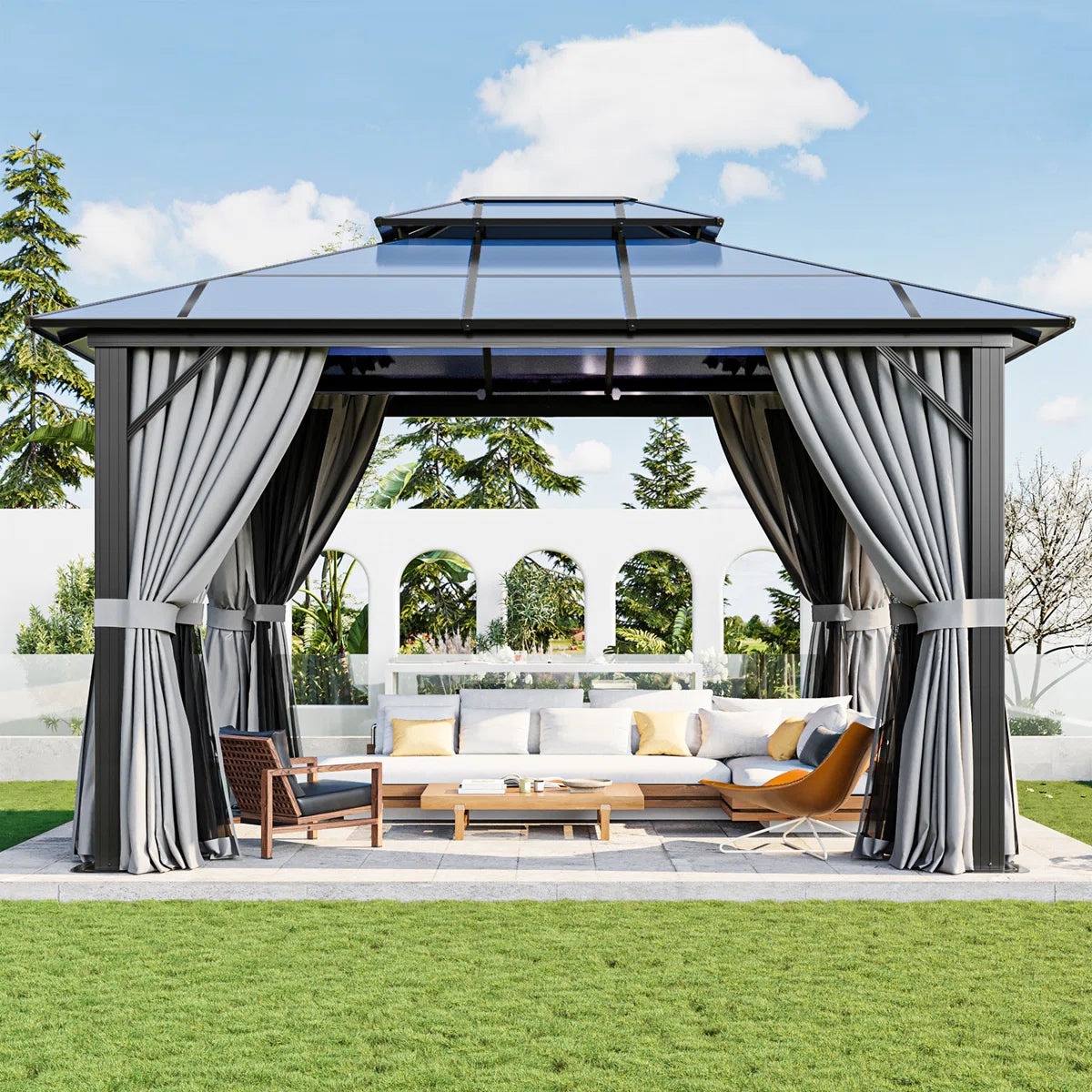 12 Ft. W X 10 Ft. D Aluminum Patio Hardtop Gazebo