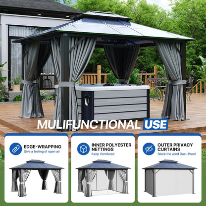 12 Ft. W X 10 Ft. D Aluminum Patio Hardtop Gazebo