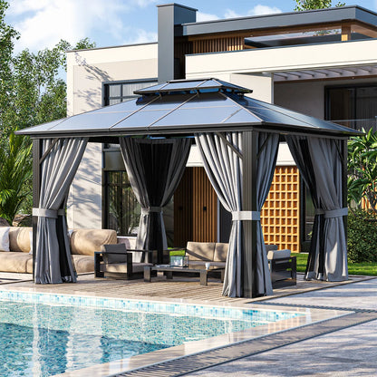 12 Ft. W X 10 Ft. D Aluminum Patio Hardtop Gazebo