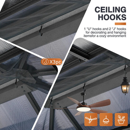 12 Ft. W X 10 Ft. D Aluminum Patio Hardtop Gazebo