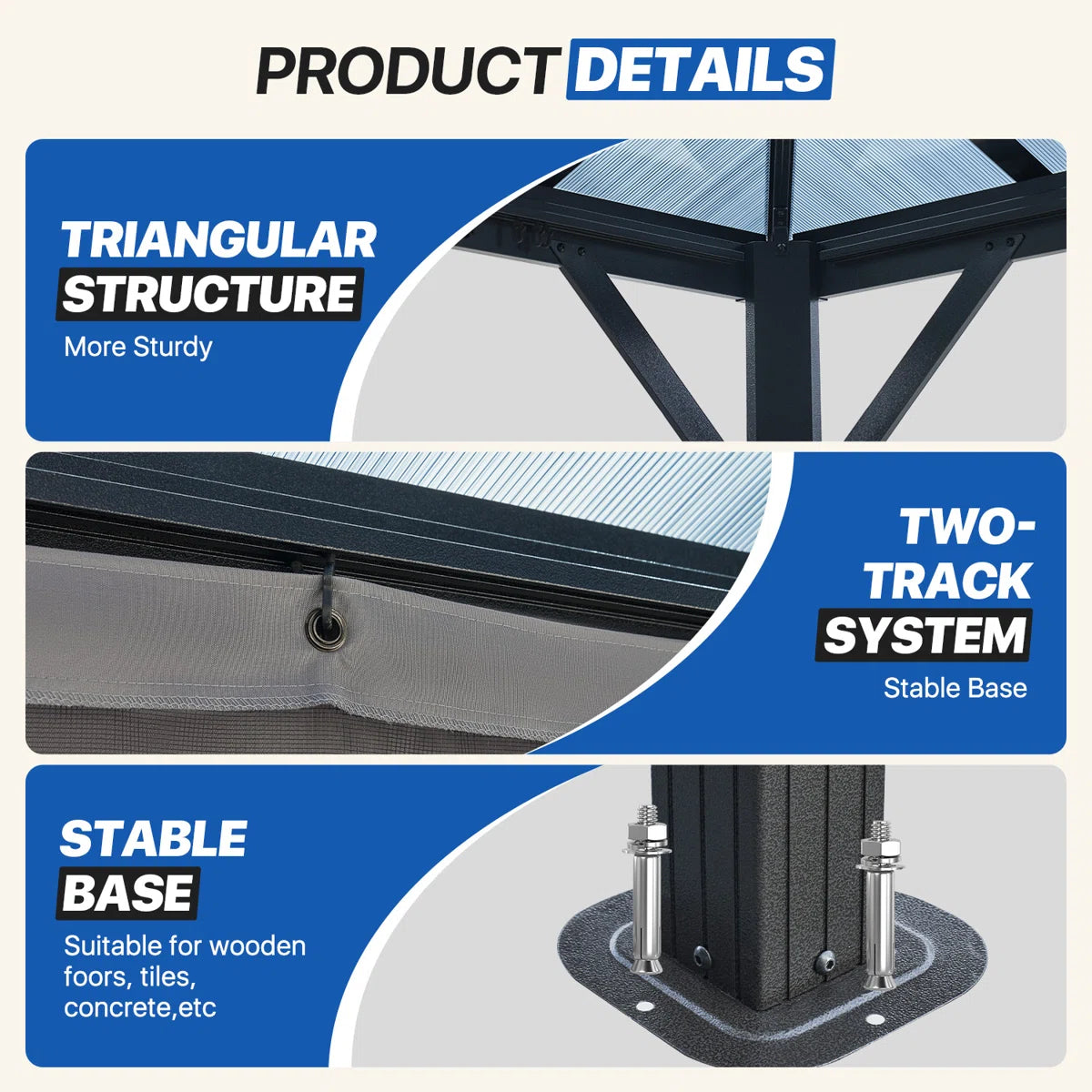 12 Ft. W X 10 Ft. D Aluminum Patio Hardtop Gazebo