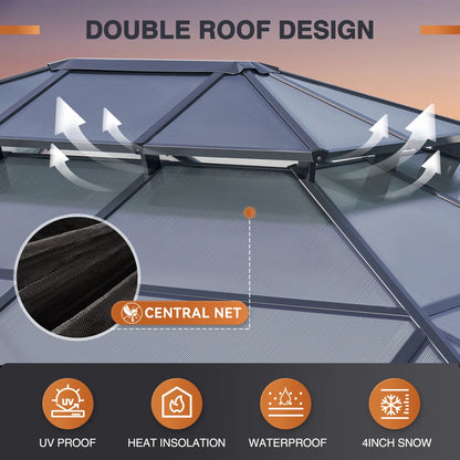 12 Ft. W X 10 Ft. D Aluminum Patio Hardtop Gazebo