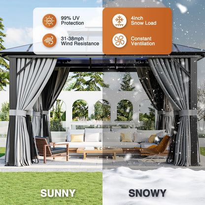 12 Ft. W X 10 Ft. D Aluminum Patio Hardtop Gazebo