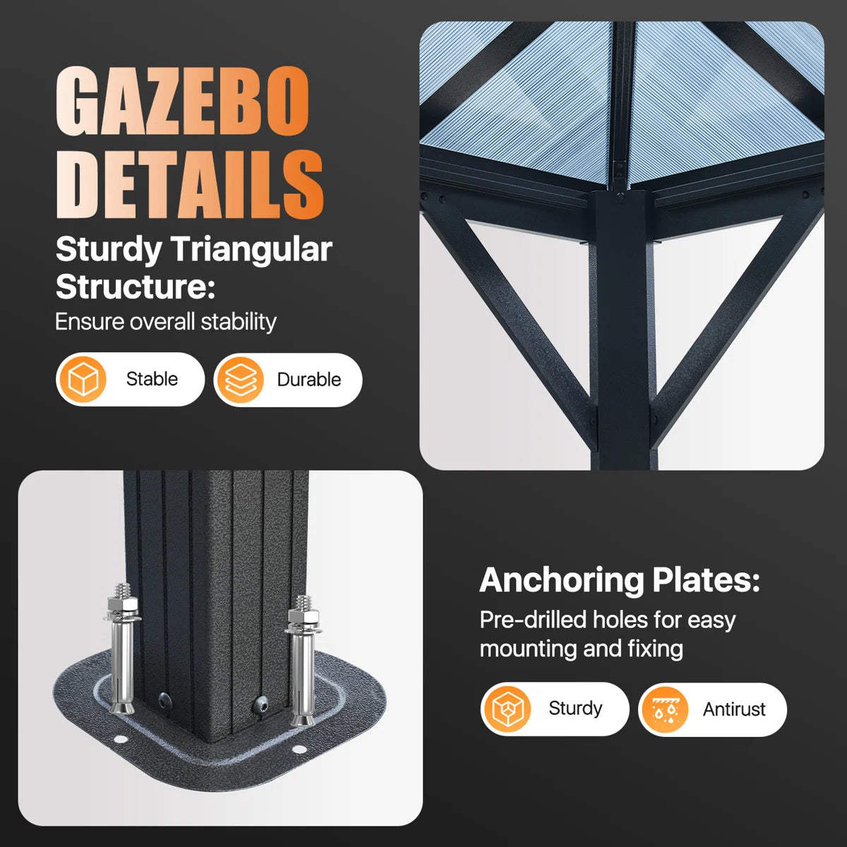 12 Ft. W X 10 Ft. D Aluminum Patio Hardtop Gazebo With String Lights