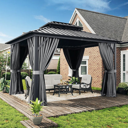 12 Ft. W X 10 Ft. D Hardtop Aluminum Permanent Patio Gazebo