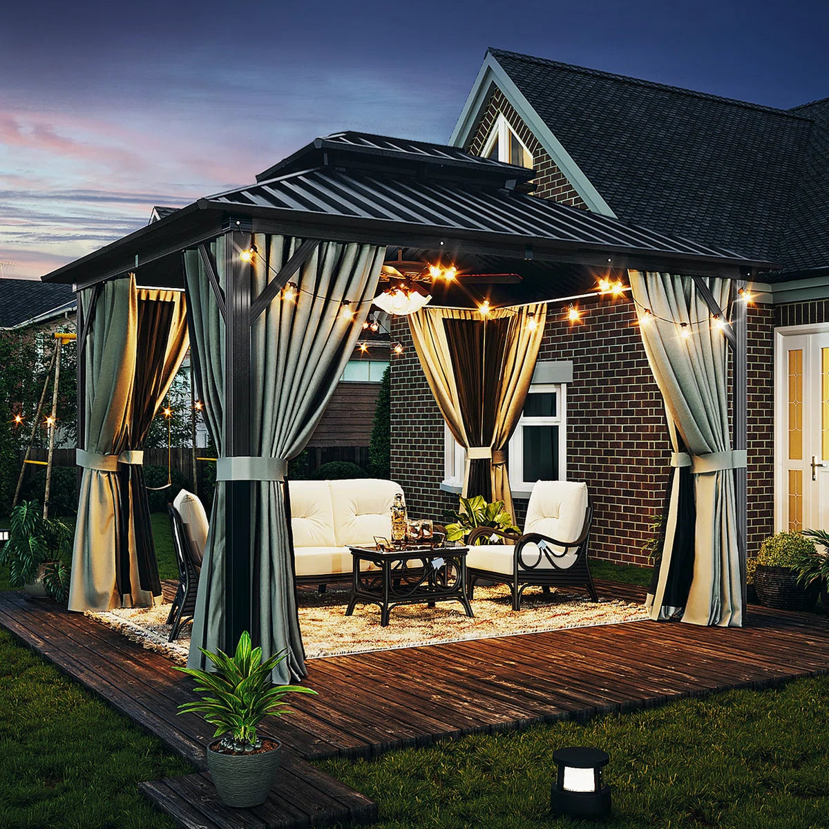 12 Ft. W X 10 Ft. D Hardtop Aluminum Permanent Patio Gazebo