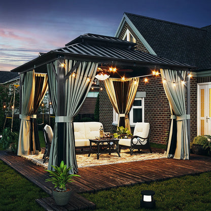 12 Ft. W X 10 Ft. D Hardtop Aluminum Permanent Patio Gazebo