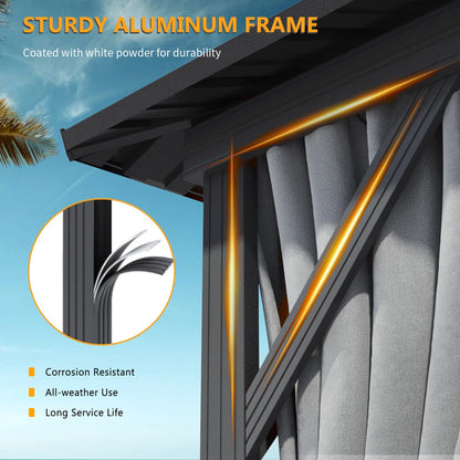 12 Ft. W X 10 Ft. D Hardtop Aluminum Permanent Patio Gazebo