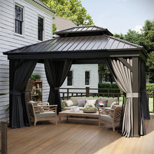 12 Ft. W X 10 Ft. D Metal Easy Install Galvanized Steel Double Roof Patio Gazebo