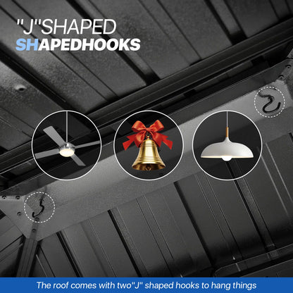 12 Ft. W X 10 Ft. D Metal Easy Install Galvanized Steel Double Roof Patio Gazebo