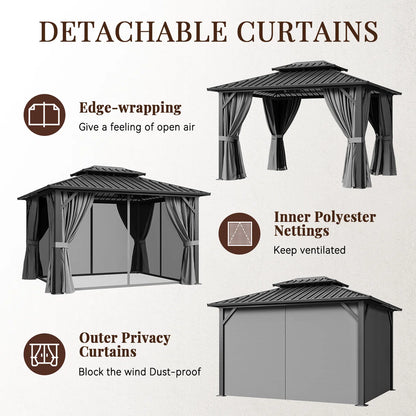 12 Ft. W X 10 Ft. D Metal Patio Gazebo With Illuminated fan