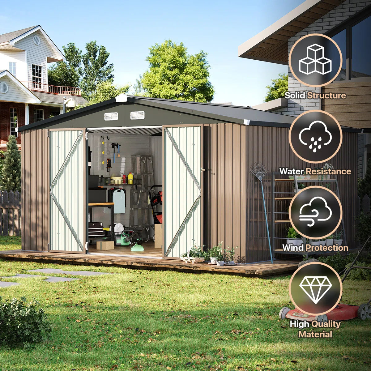 12 Ft. W X 10 Ft. D Metal Storage Shed